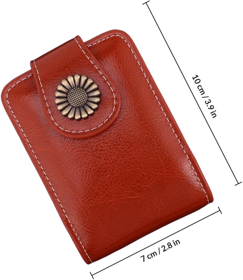Wine Red Pu Leather Lipstick Case With Mirror For Travel Makeup Storage - Image 2